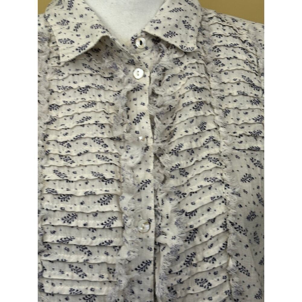Floral Ruffle Blouse - Cream - Picture 2 of 6